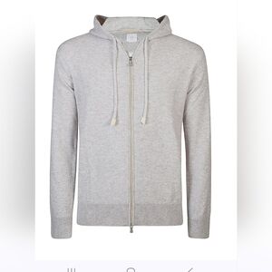 Eleventy Platinum 100% Cashmere Full Zip Hoodie Sweater Men’s XL Beige NWT